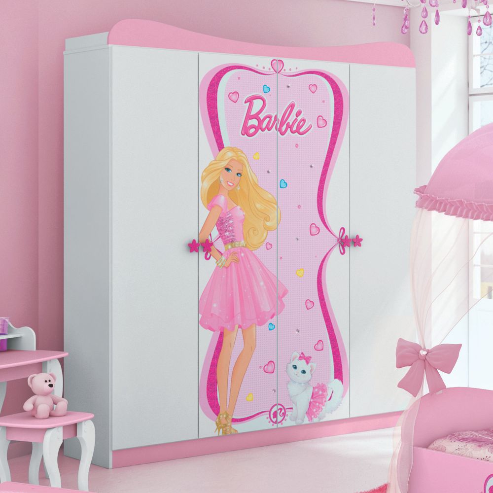 Guarda Roupa Infantil 4 portas Barbie Star Rosa e Branco com Pedras Decorativas u2013 Casat Cerveja Artesanal Juiz De Fora ~ Guarda Roupa Infantil 4 portas Barbie Star Rosa e Branco com Pedras Decorativas u2013 Casat