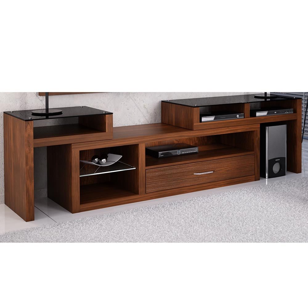Rack de Sala Extensível 4 nichos, 1 Gaveta e Tampo de Armario Mdf Cozinha ~ Rack de Sala Extensível 4 nichos, 1 Gaveta e Tampo de