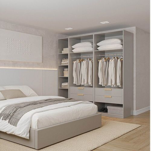 Guarda-roupa Modulado 3 Peças sem Portas Jade CabeCasa MadeiraOriginals Cinza Urbano