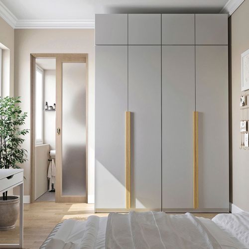 Guarda-roupa Modulado 4 Peças 8 Portas Jade CabeCasa MadeiraOriginals Cinza Urbano