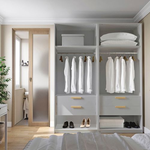 Guarda-roupa Modulado 2 Peças sem Portas Jade CabeCasa MadeiraOriginals Cinza Urbano