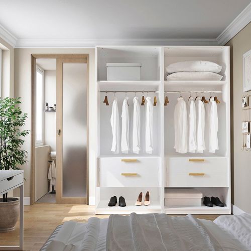 Guarda-roupa Modulado 2 Peças sem Portas Jade CabeCasa MadeiraOriginals Branco Fosco