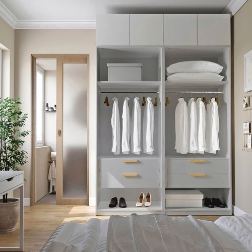 Guarda-roupa Modulado 4 Peças 4 Portas Jade CabeCasa MadeiraOriginals Cinza Urbano