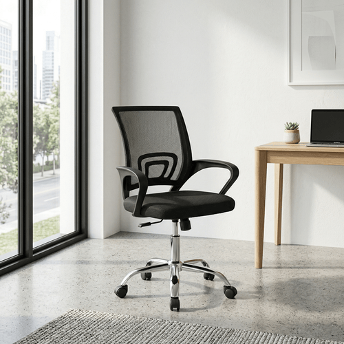 Cadeira Escritorio Giratória Tela Mesh Office Preto Preto