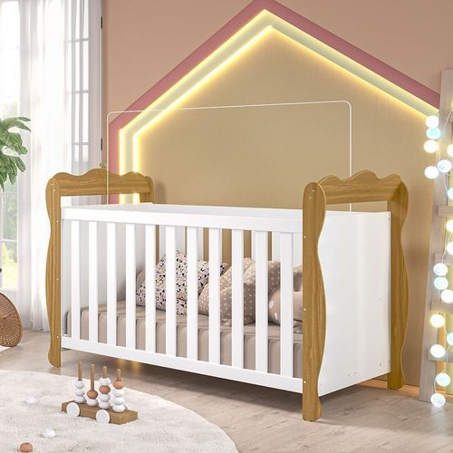 Berço Minicama 3 em 1 100% Mdf Alice Espresso Móveis Branco/Amêndoa