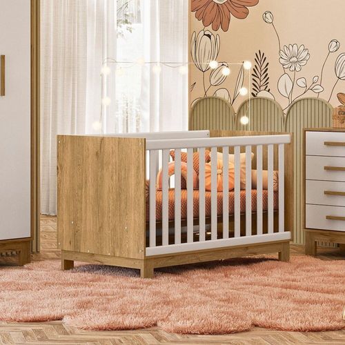 Berço Mini Cama Q Encanto Slim 83x74x133 Cm Freijo/Branco Acetinado