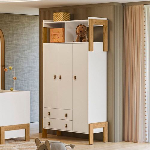 Guarda-roupa 3 Portas / 2 Gavetas com Nicho Fantasia Branco