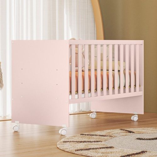 Berço Grade Fixa Doce Sonho Reto 95,0cm X 132,4cm X 64,0cm Rosa Acetinado