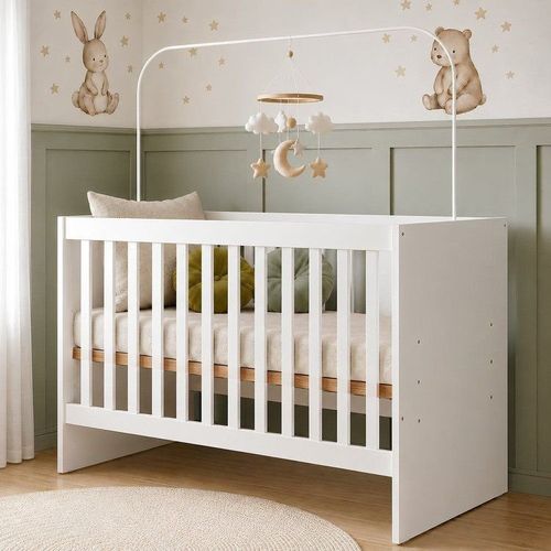 Berço com Regulagem de Altura 100% Mdf Soft Americano Branco