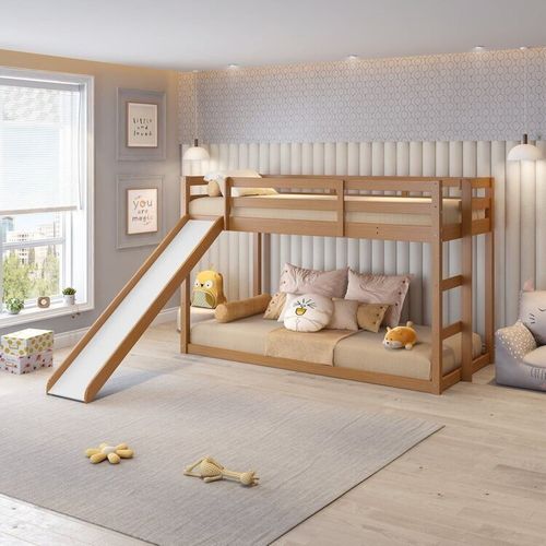 Beliche Infantil Montessoriana Extensível Family com escorregador Casatema Amendoa