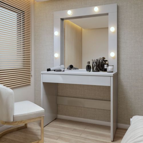 Penteadeira Camarim com Espelho MDF Requinte Off White
