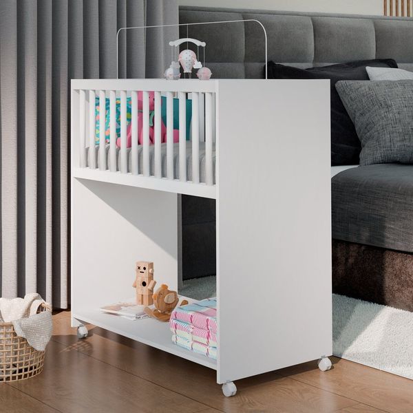 Mini Berço Baby 2 em 1 com Colchão Branco