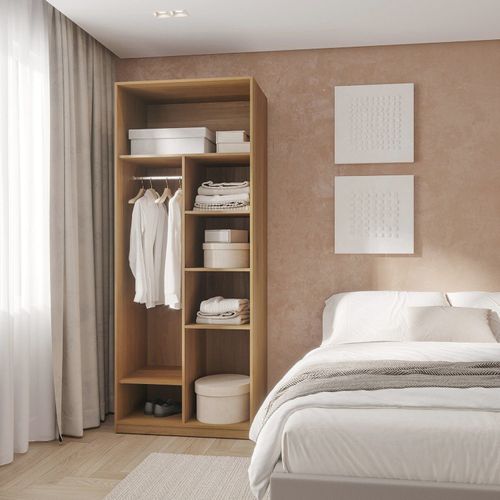 Guarda-roupa Modular 80cm sem Portas com Prateleiras Jade CabeCasa MadeiraOriginals Avelã