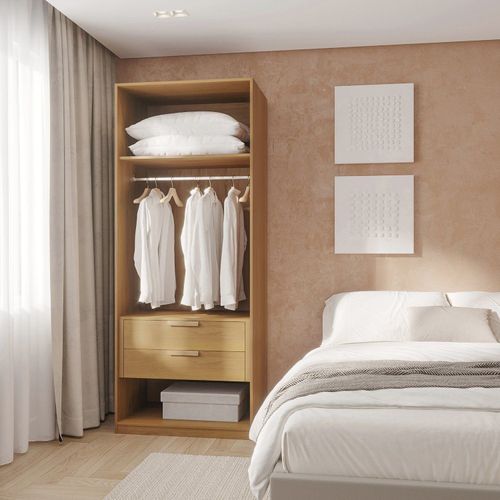 Guarda-roupa Modular 80cm sem Portas com Gaveteiro Jade CabeCasa MadeiraOriginals Avelã