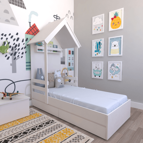 Cama Infantil Lara com Gavetas 157cm X 153cm Branco