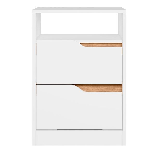 Mesa de Cabeceira 2 Gavetas sem Pés Doble Branco Branco