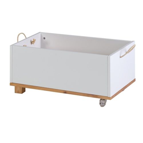 Baú Infantil Doug 60cm X 36cm X 30cm Branco/Amêndoa