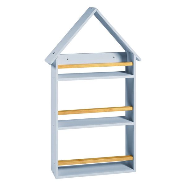 Prateleira Casinha 106x68x10cm Infantil Azul Bebê/Amêndoa Azul Bebê/Amêndoa