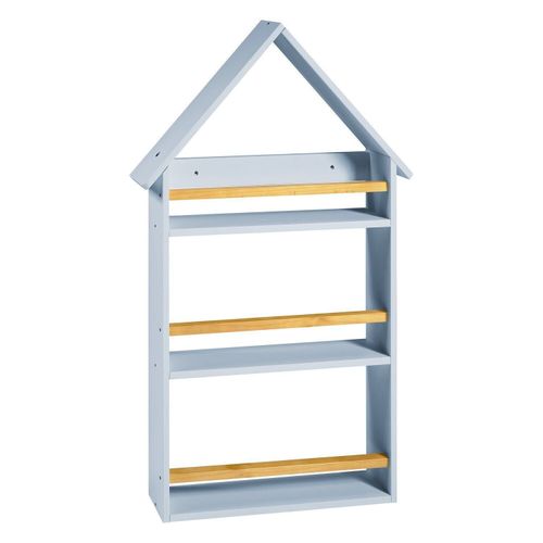 Prateleira Casinha 106x68x10cm Infantil Azul Bebê/Amêndoa Azul Bebê/Amêndoa