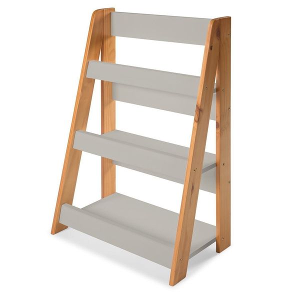 Estante de Livros MDF 58cmx85cm Porta de Chão X Cinza/Amêndoa