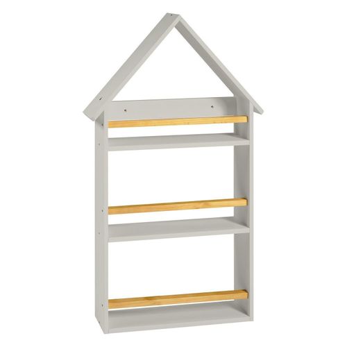 Prateleira Casinha 106x68x10cm Infantil Cinza/Amêndoa Cinza/Amêndoa