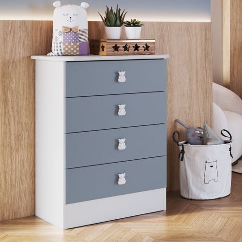 Cômoda de Bebê 4 Gavetas 1320 Baby Branco/Azul