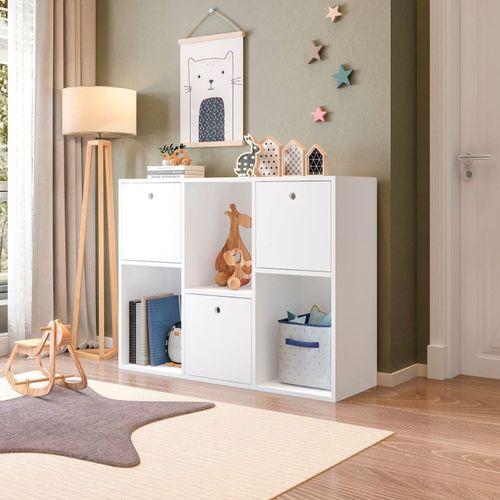 Organizador/Estante para Quarto Infantil com 3 Caixas e 3 Nichos Mia 96CMX74CMX30CM Branco Branco
