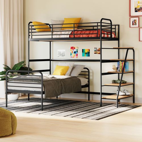 Beliche com Escada Lateral em Ferro Aço Carbono Tubular Teko Casatema Azul / Álamo
