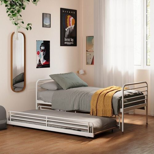 Bicama em Ferro Aço Carbono Tubular Teko Casatema Branco Fosco / Álamo