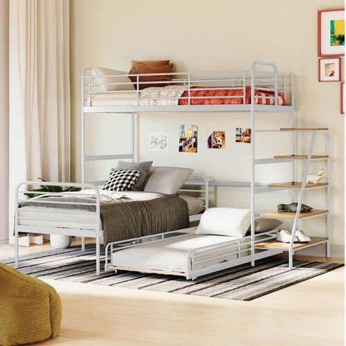 Treliche com Escada Lateral em Ferro Aço Carbono Tubular Teko Casatema Branco Fosco