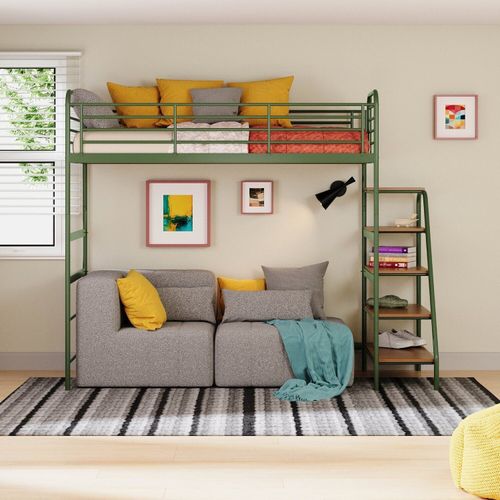 Cama Alta em Ferro Aço Carbono Tubular Teko Casatema Verde / Álamo