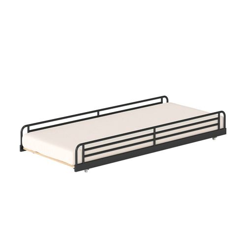 Cama Auxiliar em Ferro Aço Carbono Tubular Teko Casatema Preto Fosco / Álamo