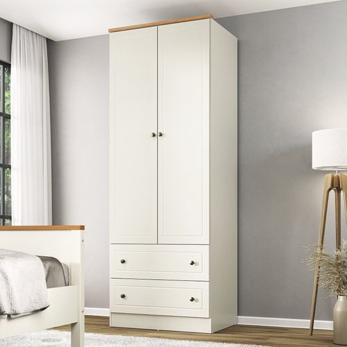 Guarda-Roupa Solteiro 2 Portas 2 Gavetas Ananda CabeCasa MadeiraOriginals OFFWHITE