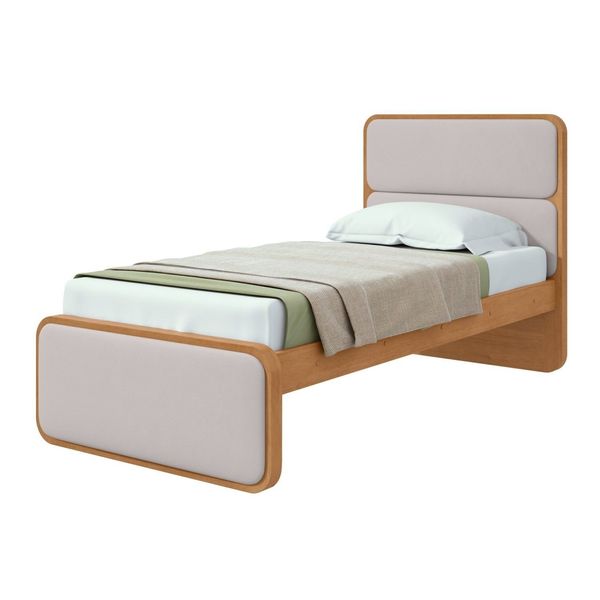 Cama Solteiro Loop Tecido Corano Amêndoa Clean