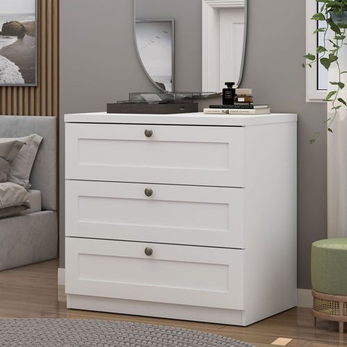 Cômoda 100% MDF 3 Gavetas Provençais Infinity Branco Fosco