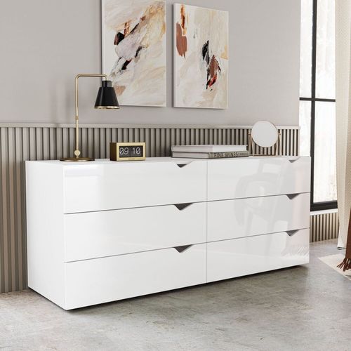 Cômoda 6 Gavetas 63,1x150,1x46 Cm Porto Branco