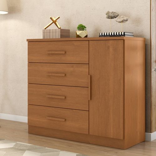 Cômoda Sapateira Genova Plus 1 Porta 4 Gavetas Cinamomo