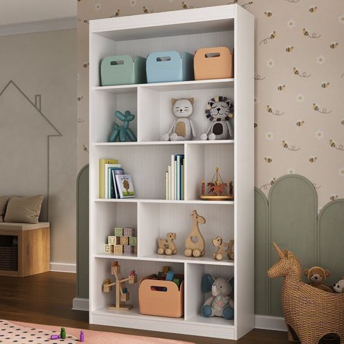Nicho Infantil Organizador 4 Prateleiras Olivia Espresso Móveis Branco/Branco