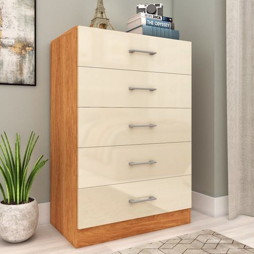 Cômoda para Quarto 5 Gavetas Aruba Cinamomo/Off White