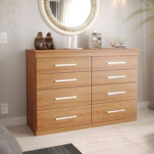 Cômoda para Quarto 8 Gavetas Gênova Plus Freijó