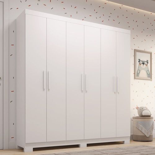 Guarda-roupa Infantil 6 Portas 100% MDF 164cm Stellari Espresso Móveis Branco