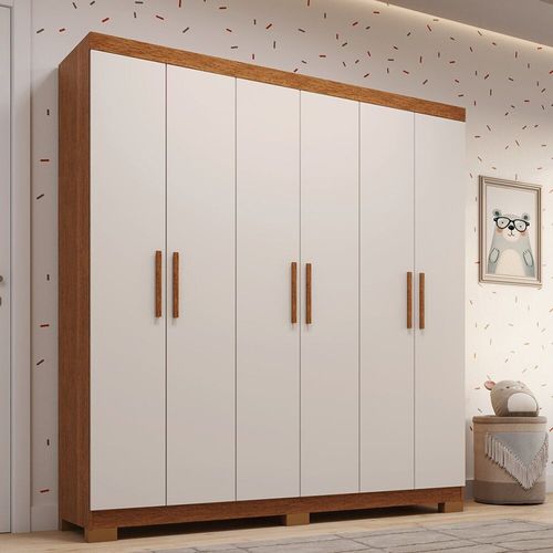 Guarda-roupa Infantil 6 Portas 100% MDF 164cm Stellari Espresso Móveis Cinamomo/Off White
