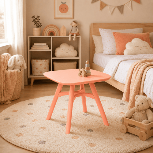 Mesa Infantil Quadrada 51,5cm x 51cm Pipa Laranja/Pêssego Pêssego