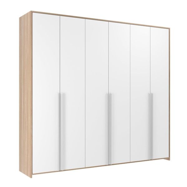 Guarda-roupa Infantil Mdf 6 Portas Modulados Branco /Carvalho Treviso