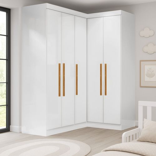 Guarda-Roupa Infantil 5 Portas Jasmim Branco Branco