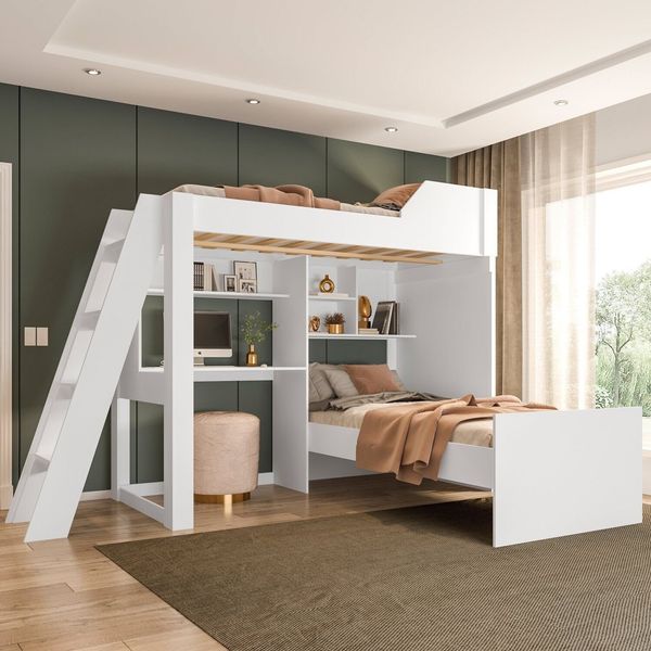 Beliche Multifuncional Office para Quarto Adulto Vivace Branco