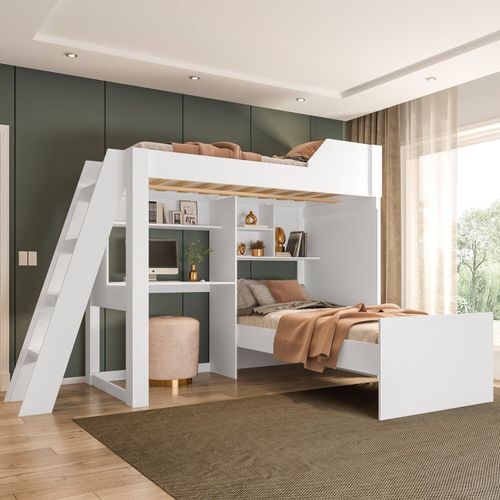 Beliche Multifuncional Office para Quarto Adulto Vivace Branco