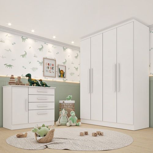 Conjunto Infantil com Guarda-Roupa e Cômoda Harmonia Espresso Móveis Neve