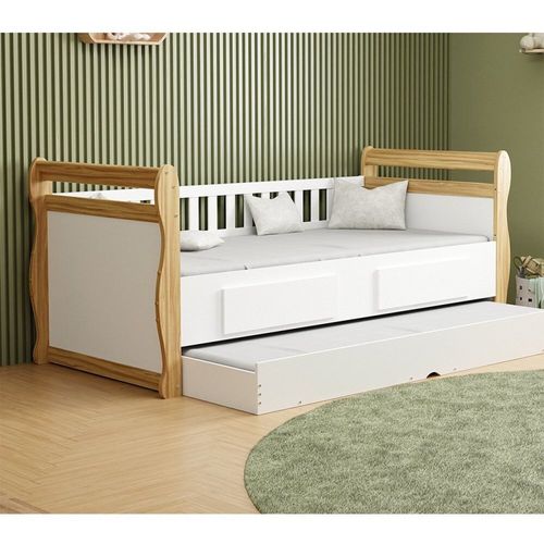 Bicama Infantil 100% MDF Vicky Espresso Móveis Branco Brilho/Amêndoa