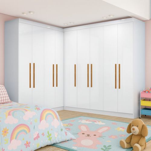 Guarda-Roupa Infantil 9 Portas Jasmim Branco Branco